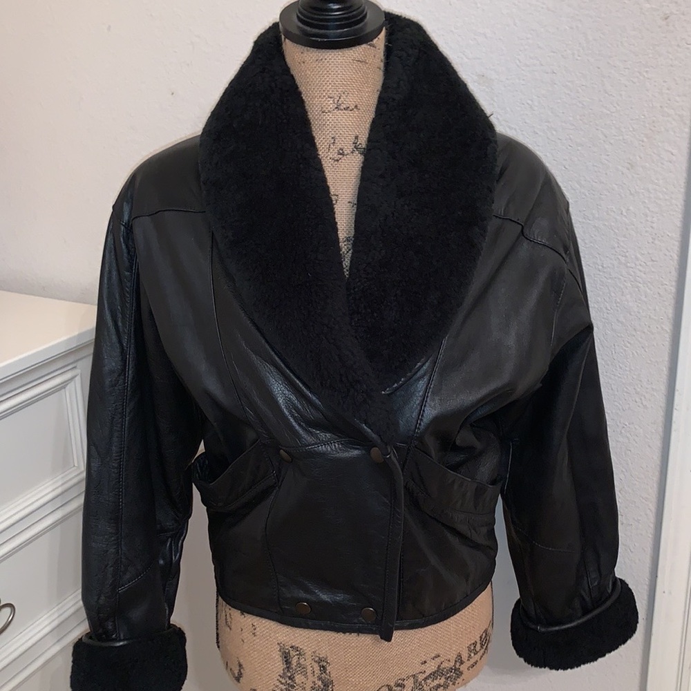 Women’s Vintage I.O.U Black genuine leather jacket